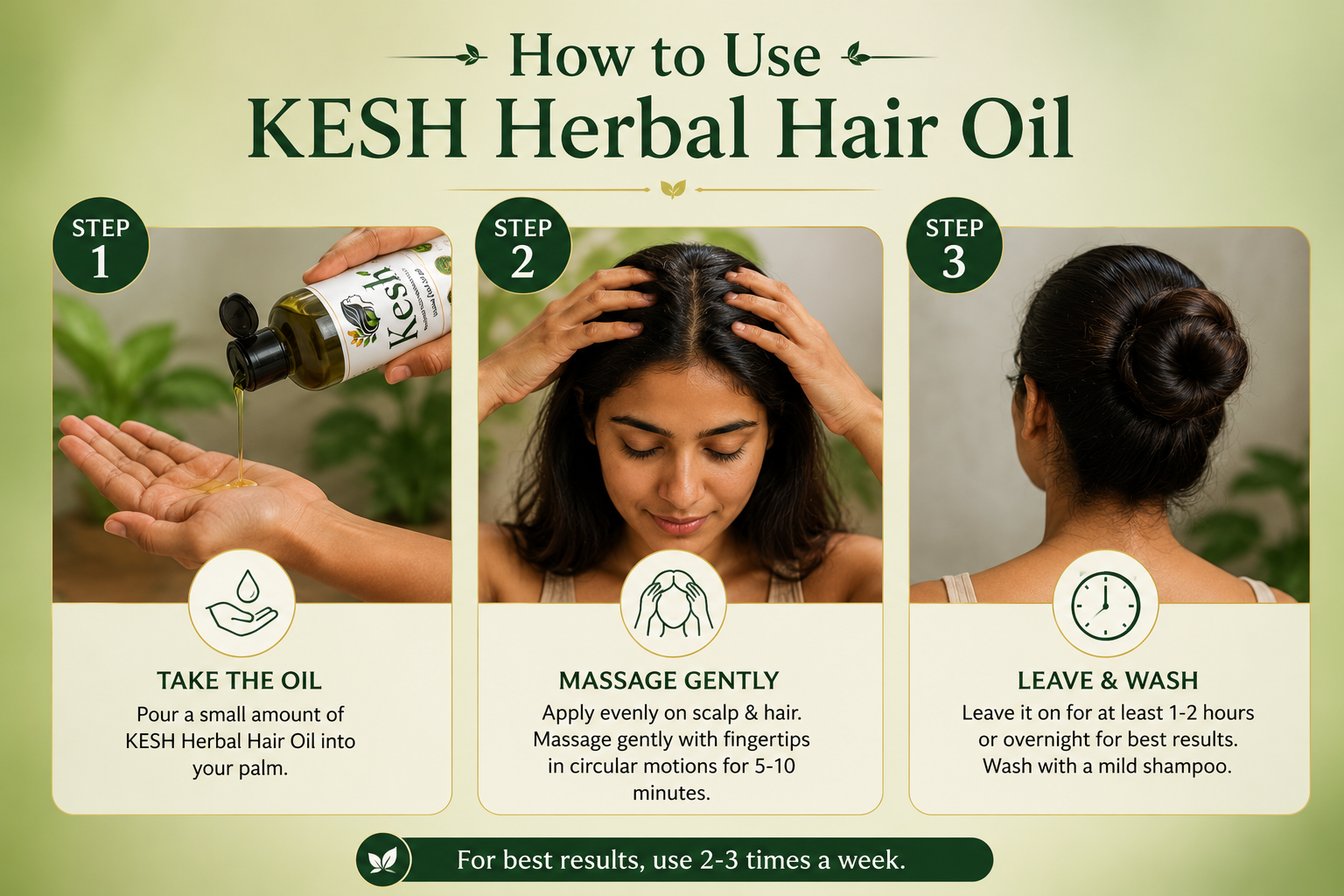 How to use KESH Herbal Hair Oil - Step by step guide for healthy hair